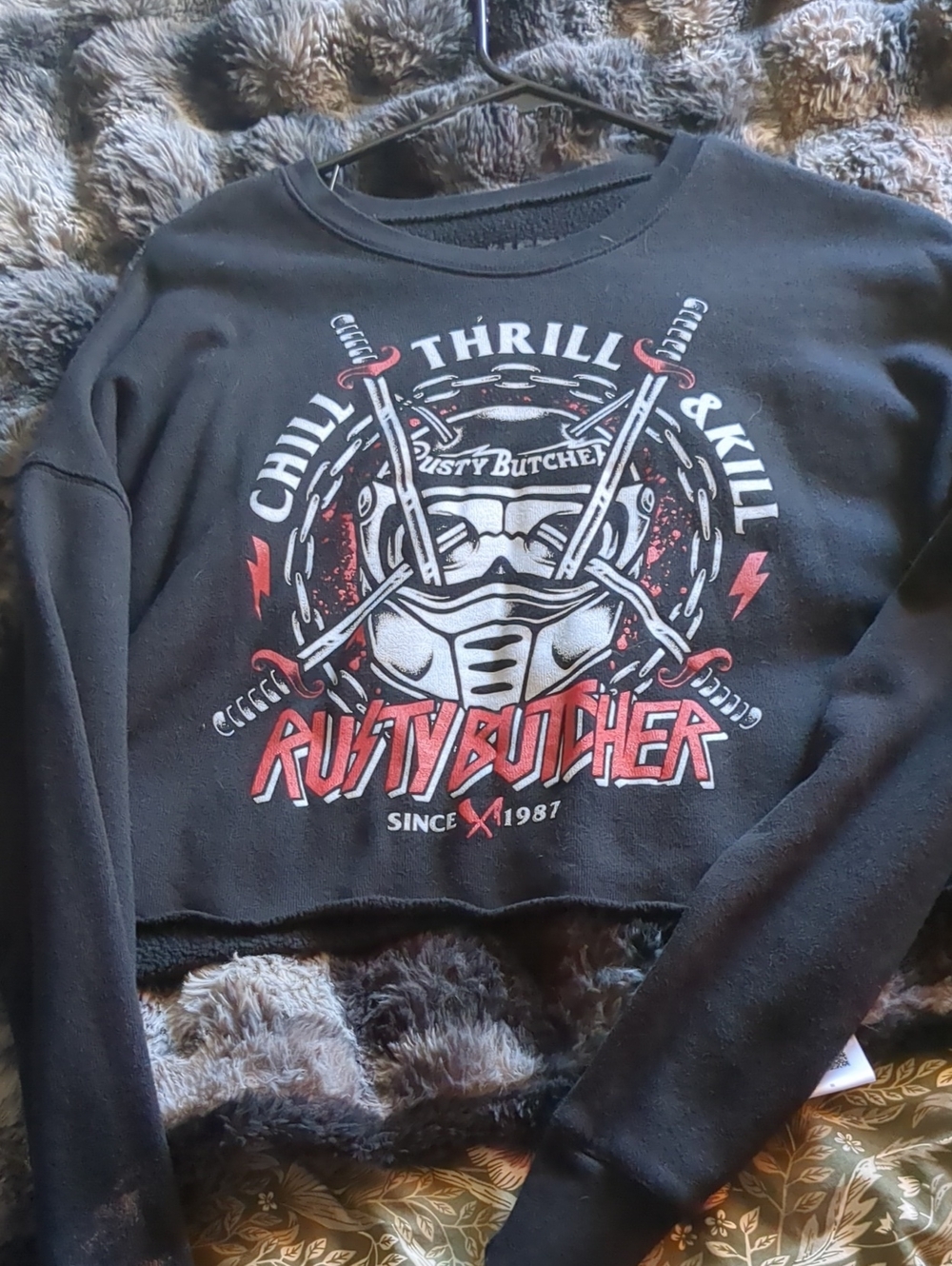 Black Graphic Crewneck Sweatshirt - Women